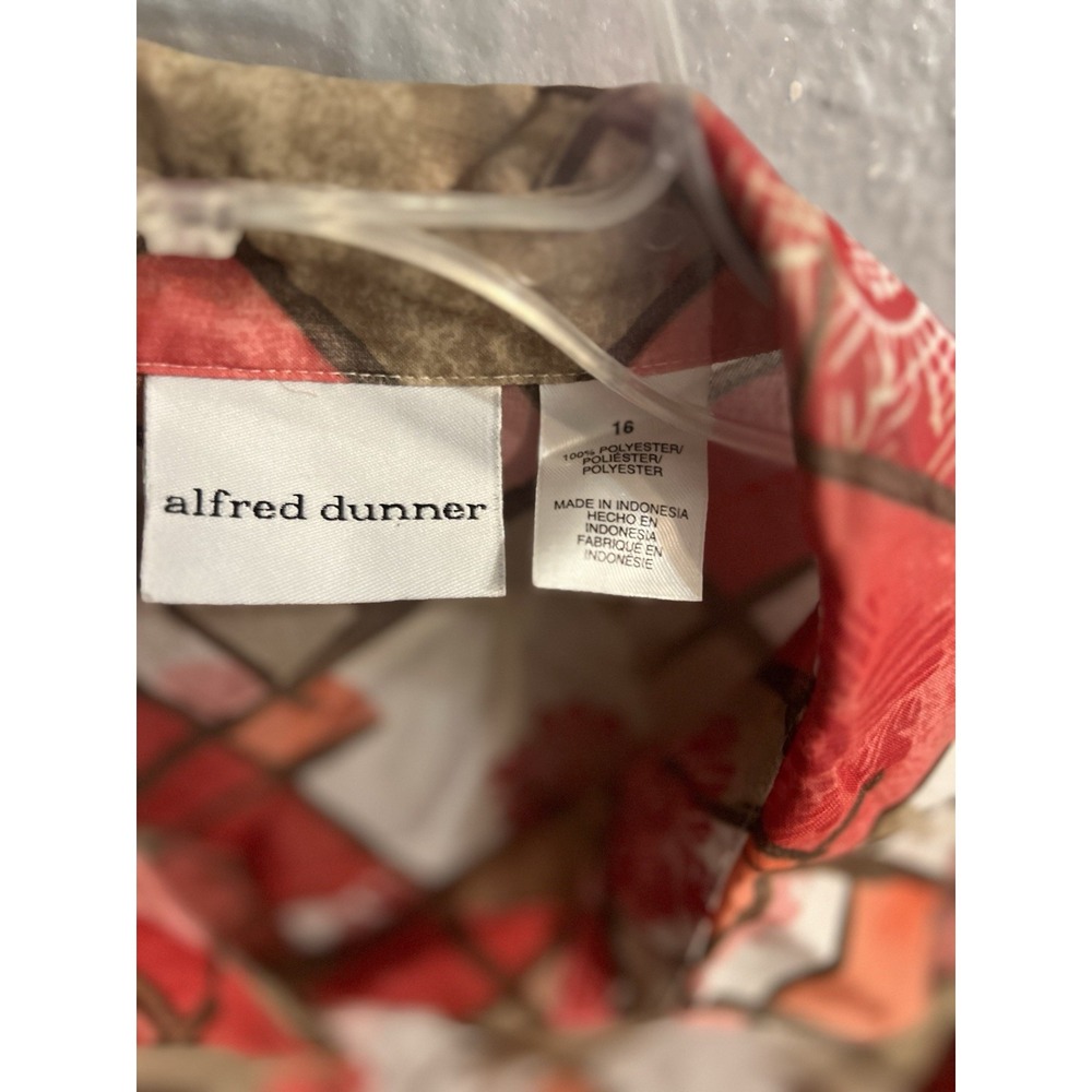 Alfred Dunner Button Up Top Womans Size 16‎  Long Sleeve Reddish Plaid - Picture 6 of 6